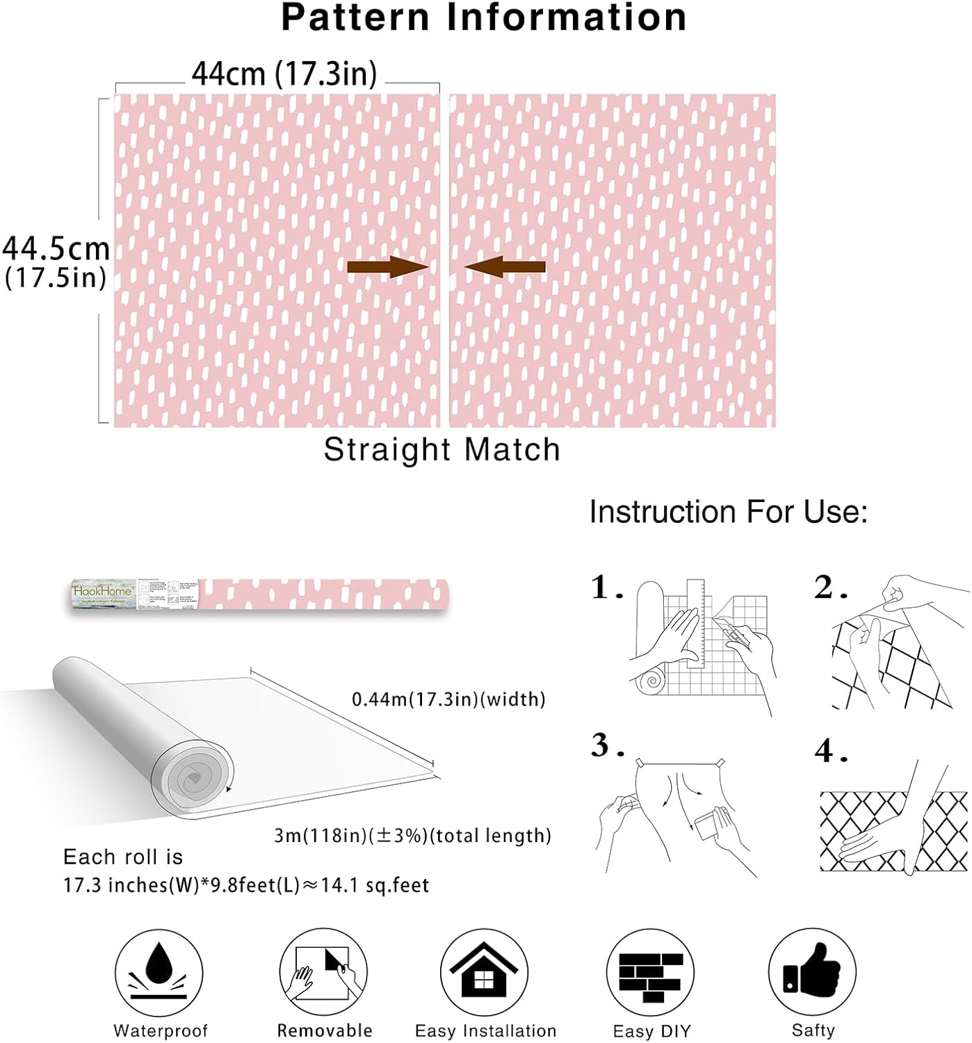 HAOKHOME Peel and Stick Wallpaper Boho Modern Dots Wall Paper Removable for Bathroom Caramel/White Contact Paper 17.3in x 9.8ft