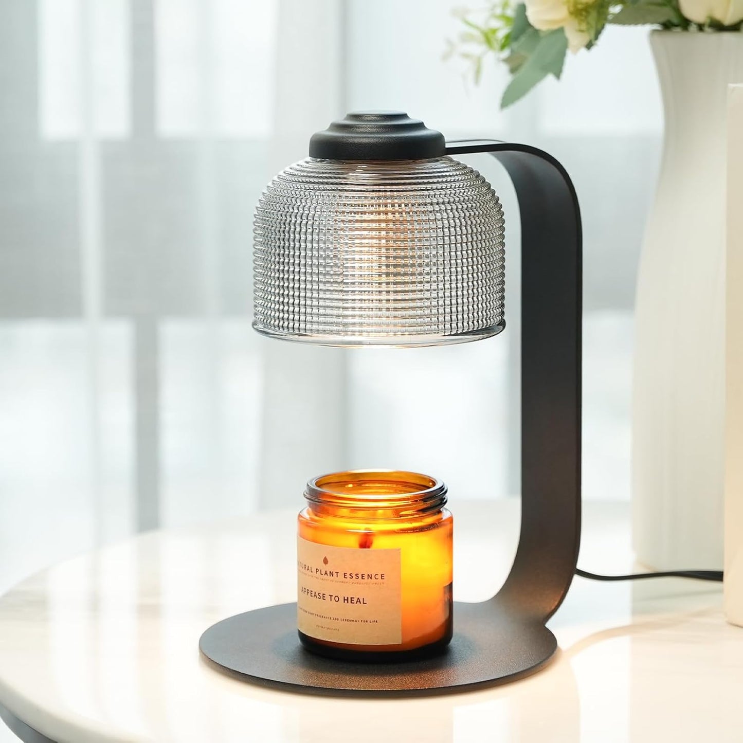 Candle Warmer Lamp with Timer & 4-Level Dimmer, Electric Wax Warmer for Jar Candles, Black Home Decor with 2 Bulbs, Gift for Women, Men, Housewarming