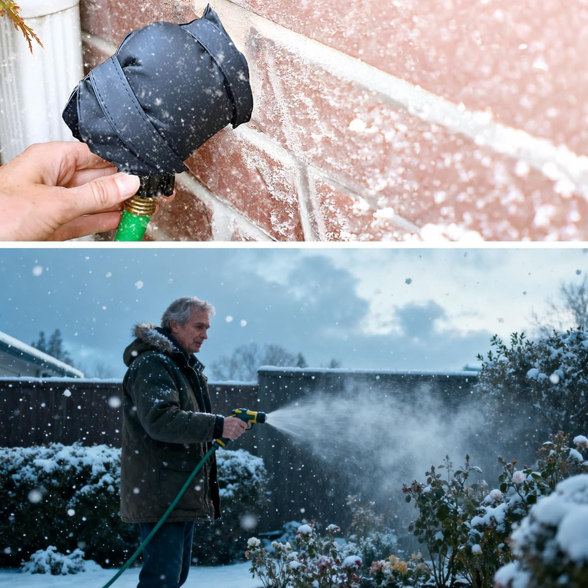2Pcs Outdoor Faucet Covers for Winter Freeze Protection-Black PU Material | 10.2" H x 7.1" W,Outside Garden Faucet Socks for Winter Waterproof Freeze Miser,Reusable Hose Bibs Insulated Spigot Cover
