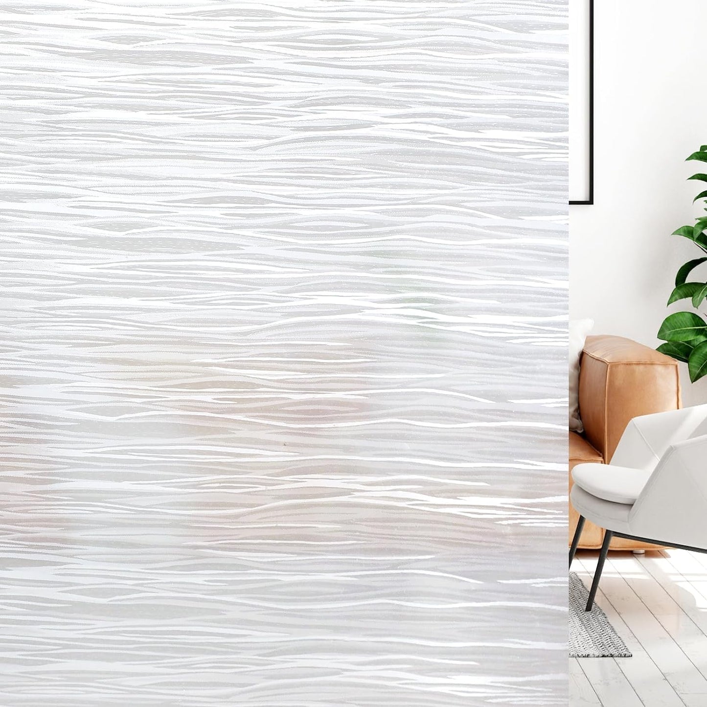 LUTE Window Privacy Film, Frosted Glass Window Film for Bathroom, Static Cling Removable Heat Control Glass Coverings, Non Adhesive Opaque Door Sticker for Home Office (Pure, 17.5" x 78.7")