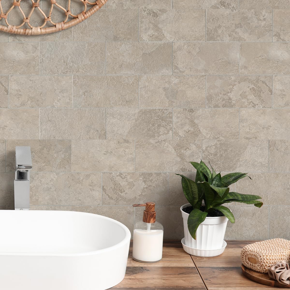 10- Sheet Polished White Peel and Stick Backsplash, 12’’Luxury PVC Ceramic Look Self Stick Subway Tiles, Waterproof Peel and Stick Wall Tiles for Kitchen and Bathrrom