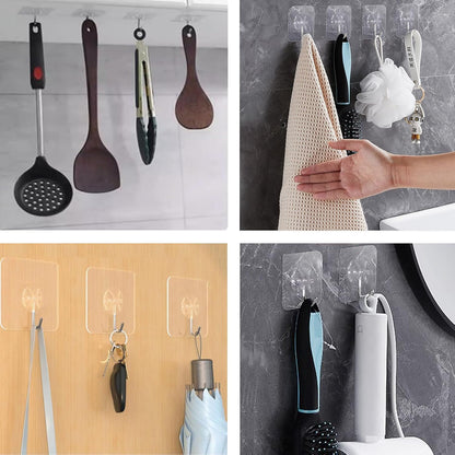 12 Pack Large Adhesive Hooks for 44 lb(Max) Hanging Heavy Duty, Self Adhesive Sticky Hooks Waterproof Stainless Steel Wall Hook for Home Bathroom Shower Kitchen Outdoor Utility Hooks