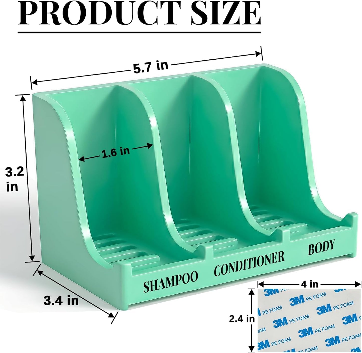 Soap Holder for Shower Wall, 3-Compartment Soap Dish for Shampoo, Conditioner and Body Soap, Fast Draining & Rust-Proof & Heavy Duty, Ultra-Strong Adhesive for Long-Term Bathroom Use & Freestanding