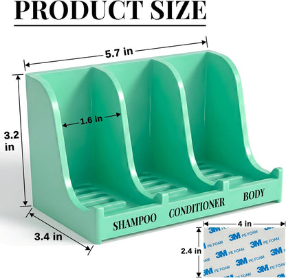 Soap Holder for Shower Wall, 3-Compartment Soap Dish for Shampoo, Conditioner and Body Soap, Fast Draining & Rust-Proof & Heavy Duty, Ultra-Strong Adhesive for Long-Term Bathroom Use & Freestanding