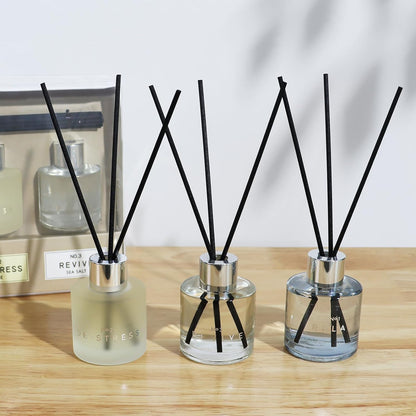 3 Pack Fragrance Reed Diffuser, 50ML Lavender Jasmine Lemongrass Aromatherapy Diffuser Set with 12 Black Fiber Sticks,Air Freshener for Bedroom Bathroom Office, 8.2X 6.6X 2.1 inch
