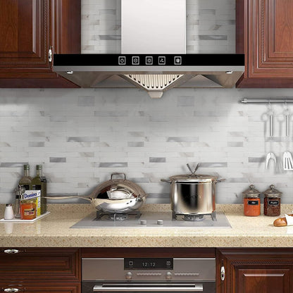 STICKGOO Peel and Stick Backsplash Tile, Stick on Backsplash for Kitchen and Bathroom, Volakas White Look PVC Mixed Metal Silver Self Adhesive Wall Tiles(Sample)