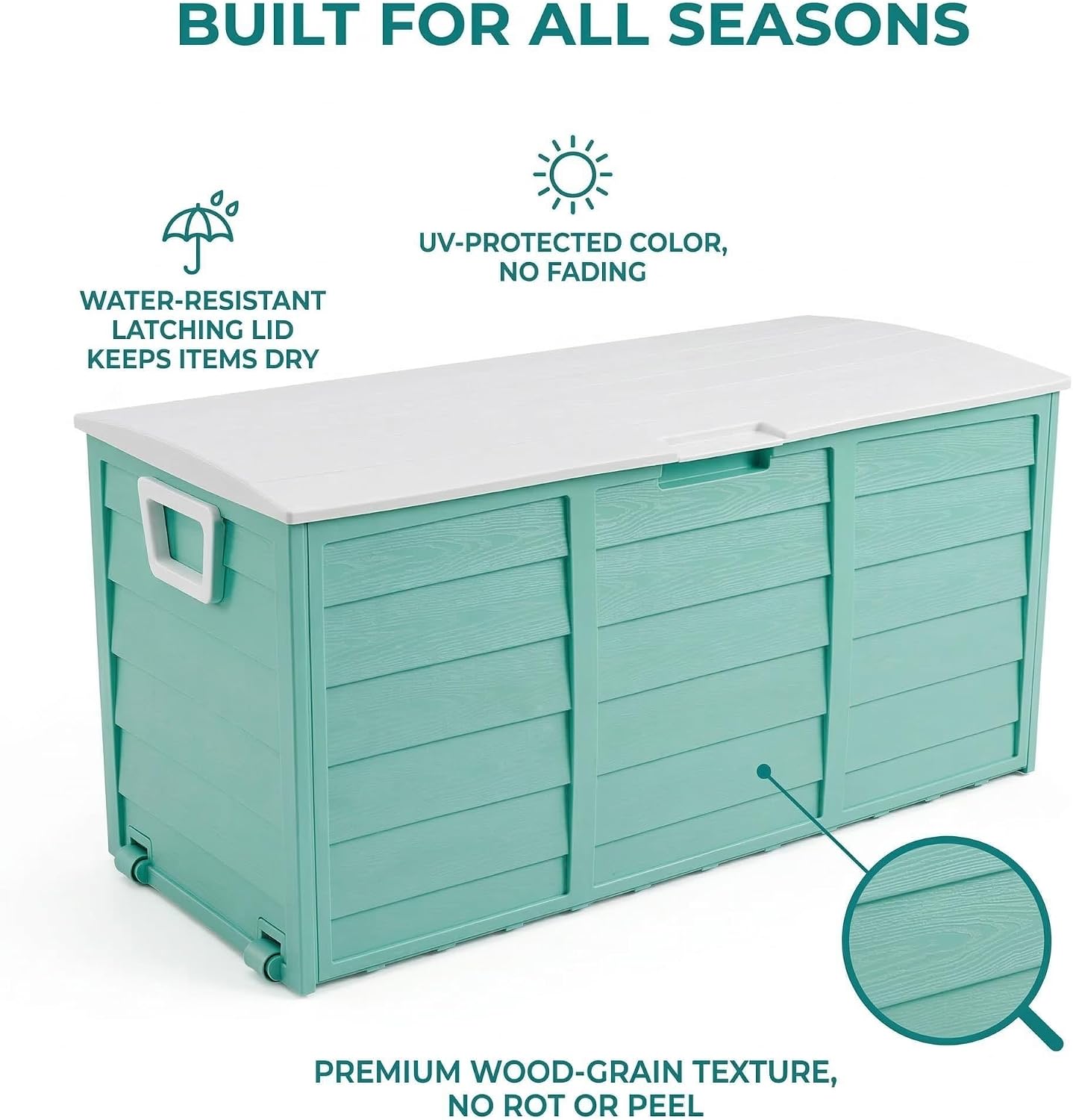 75 Gallon Outdoor Storage Box, 260L Waterproof Resin Deck Box for Patio Furniture Cushions, Garden Tools and Yard Accessories, Lockable Storage Chest with Wheels and Handles (Brown)