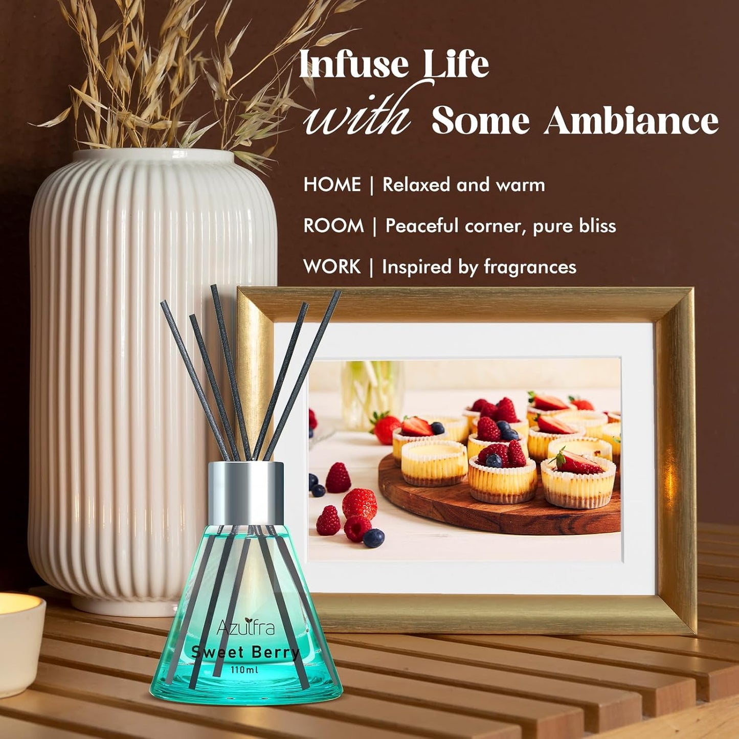 Reed Diffuser Set for Home, Citrus Scented Diffuser with 6 Diffuser Sticks, Home Fragrance Scent Essential Oil Stick Diffuser for Christmas Shelf Decor,3.4 oz