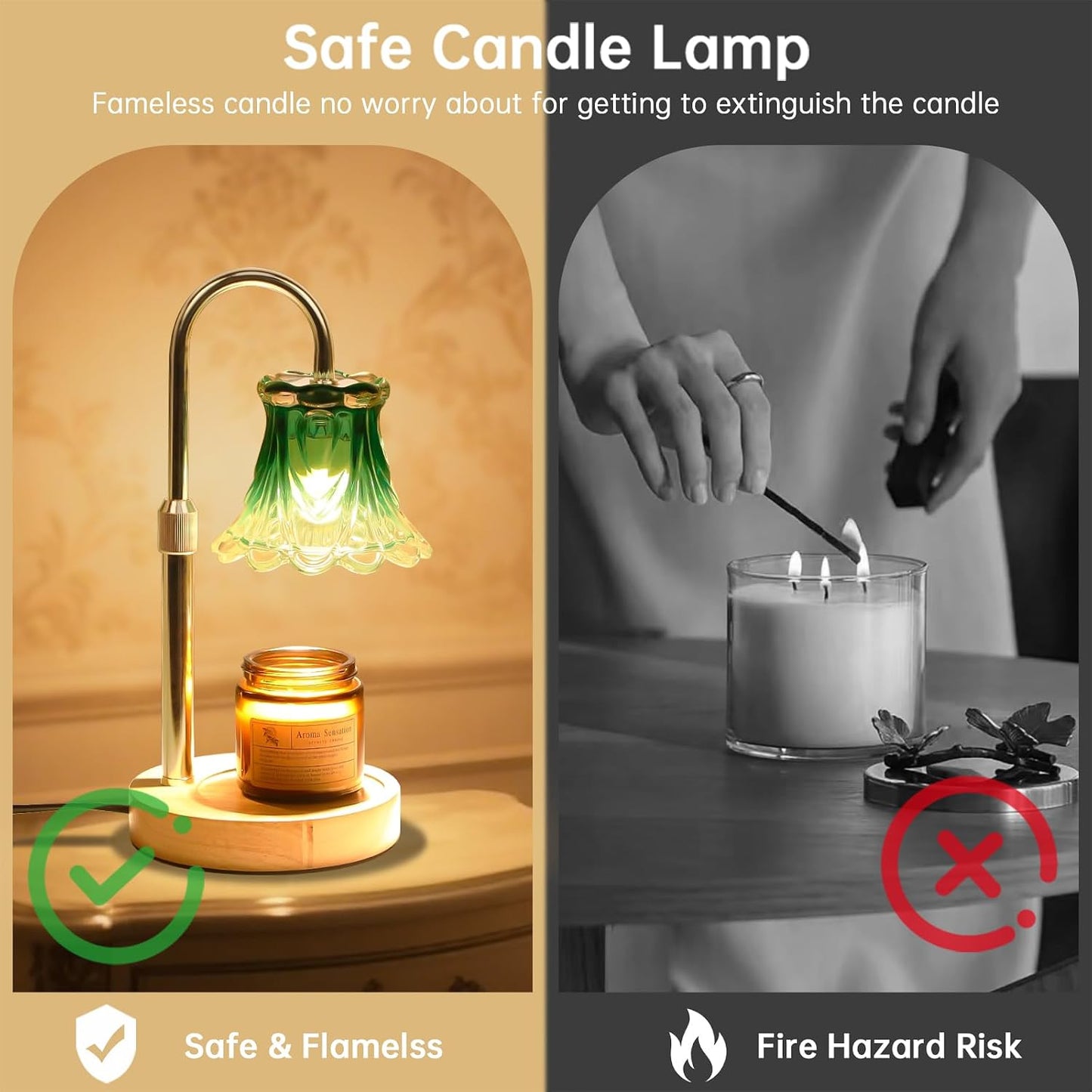 Fragrance Candle Warmer Lamp with 2 Bulbs Electric Candle Warmer with Timer & Dimmer for Home Decor