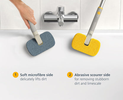 Joseph Joseph CleanTech 2-in-1 Tile and Tub Scrubber and Grout Cleaning Brush with V-Shaped Bristles