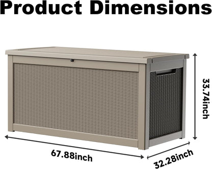 320 Gallon Outdoor Storage Box,Large Waterproof UV Resistant Deck Box,Lockable Storage Container for Patio Furniture Cushions Garden Tools and Pool Accessories(Black)