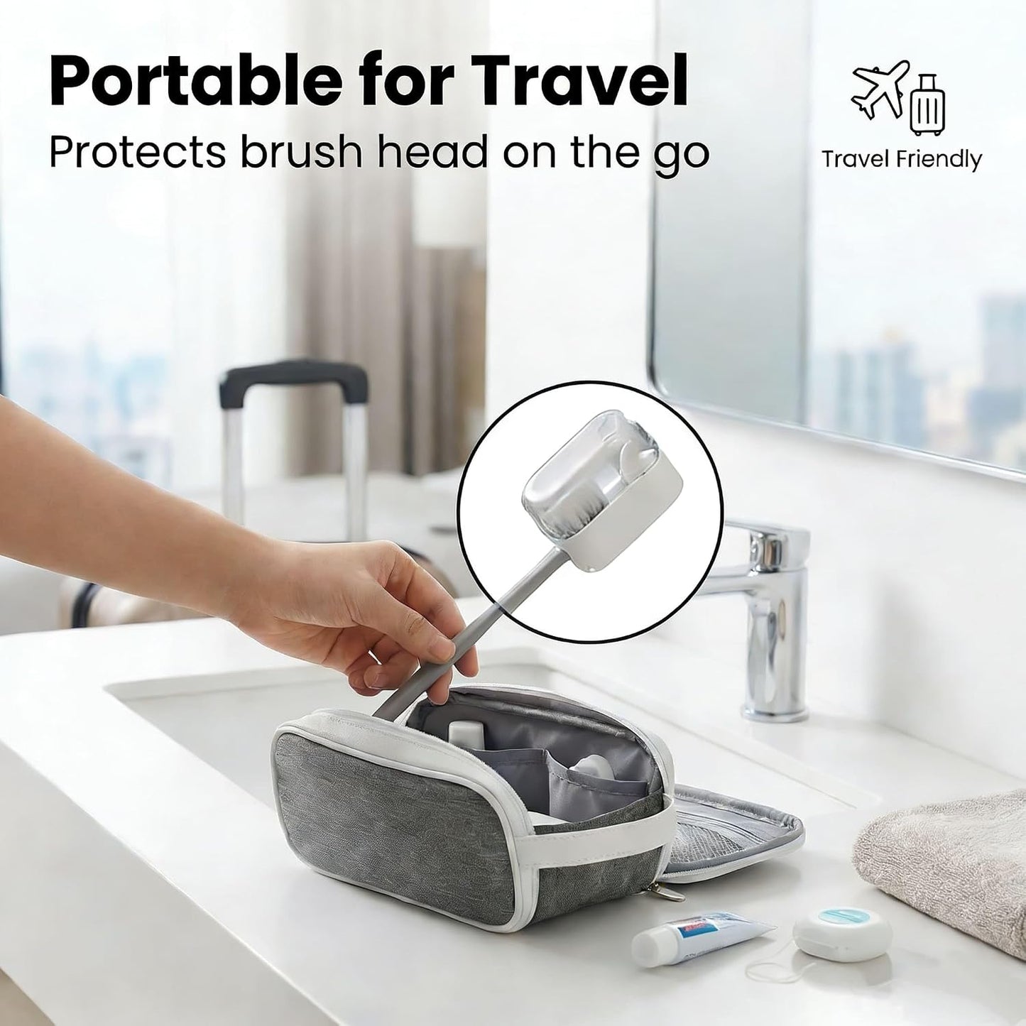 3 PCS Wall Mounted Toothbrush Holders for Bathrooms with Cover, Dustproof Strong Adhesive Toothbrush Holder, No-Drill Space-Saving Shower Toothbrush Organizer Set for Family & Travel (White)