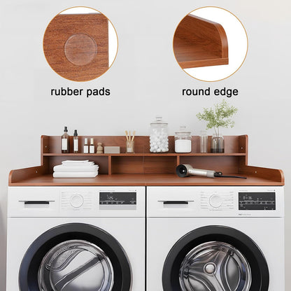 Washer Dryer Countertop with Shelf, 2-Tier Laundry Countertop Over Washer and Dryer, 54" x 27.55" Wooden Table for Folding Clothes for Laundry Room Organization and Storage (Black)