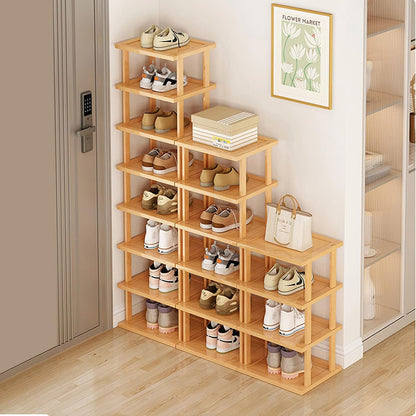 SAN HE 7-Tier Modern Bamboo Shoe Rack - Vertical, Slim, Space-Saving Shoe Organizer for Small Spaces, Closet, Entryway, Corner, Garage, Bedroom