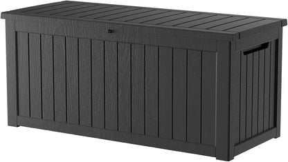 TARKARI 275 Gallon Resin Deck Box, Waterproof Outdoor Storage Box, Lockable for Patio Furniture, Garden Tools, Pool Accessories, UV-Resistant for All Weather Use, Black