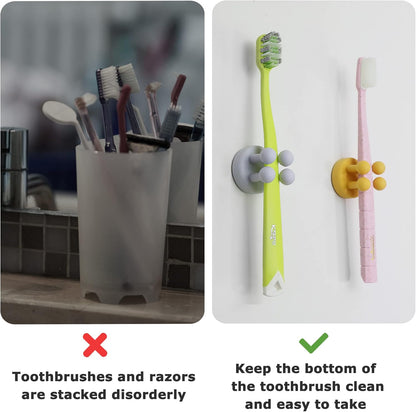 4 pcs Silicone Toothbrush Holder Multi-Function Hook Waterproof self Adhesive Single Toothbrush Hook Plug Holder for Wall for Hanging Bathroom Kitchen Living Room Office