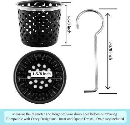 Shower Drain Strainer for Oatey Designline Shower Drain, Linear and Square with Shower Drain Key for Drain Grate Removal, Stainless Steel
