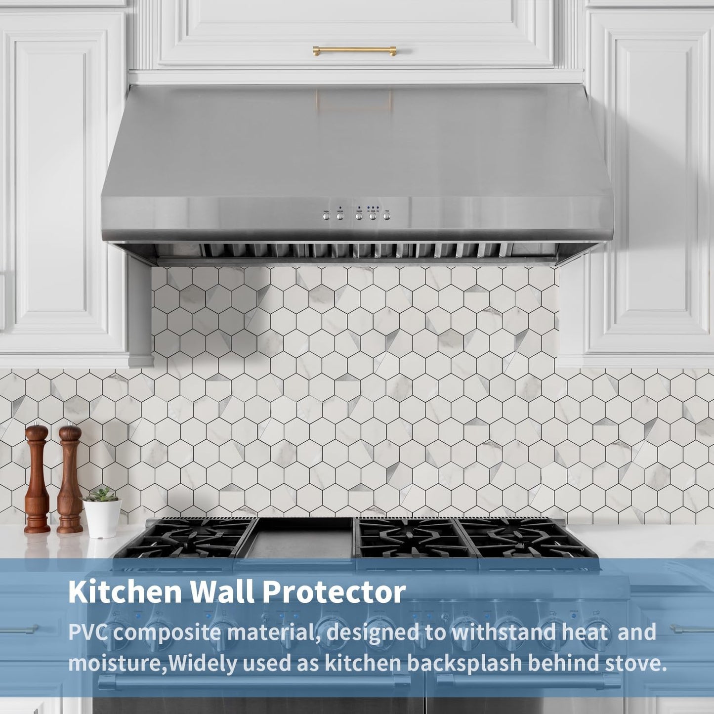10-Sheet Heavy-Duty Hexagon Peel and Stick Backsplash, Thick Waterproof &Heat Resistant Stick on Wall Tiles, Slate Beige Mosaic for Kitchen & Bathroom, Strong Adhesive Permanent PVC Tiles