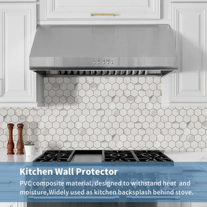 10-Sheet Heavy-Duty Hexagon Peel and Stick Backsplash, Thick Waterproof &Heat Resistant Stick on Wall Tiles, Slate Beige Mosaic for Kitchen & Bathroom, Strong Adhesive Permanent PVC Tiles