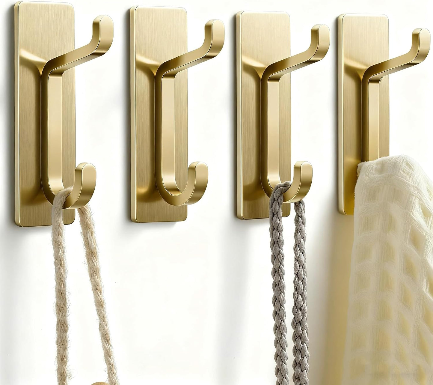 pickpiff Wall Hooks for Coat and Towel: 13LB Strong Adhesive Door Hanger Stick on, White 4 Pack