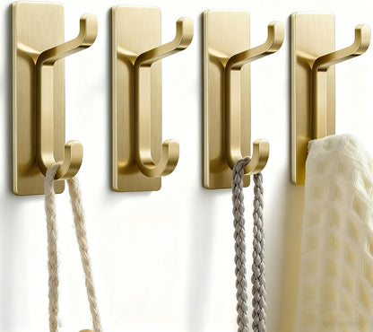 pickpiff Wall Hooks for Coat and Towel: 13LB Strong Adhesive Door Hanger Stick on, White 4 Pack