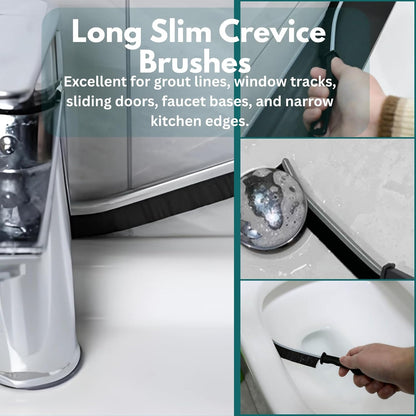Crevice Cleaning Brush Set 11-Piece Multi-Purpose Hard & Soft Bristle Brushes for Kitchen, Bathroom Tile Grout Sink Bottles & Crevices Deep Cleaning Tools for Home Car & Appliances Black & White