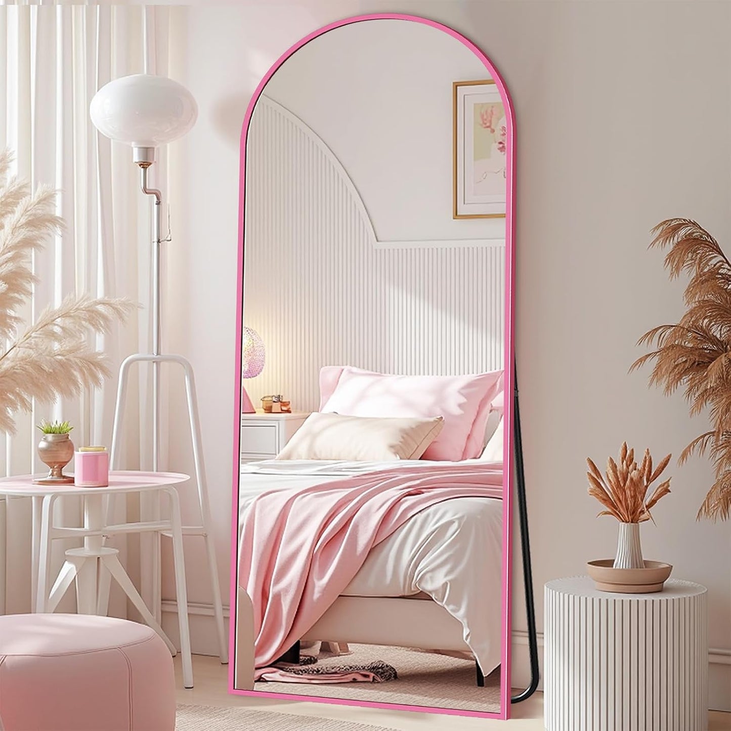 Full Length Mirror with Stand, 71"x28" Arched Full Body Large Stand Up Aluminum Frame Floor Standing Mirror, Freestanding Hanging Leaning Mounted for Bedroom Living Room Entryway Gold