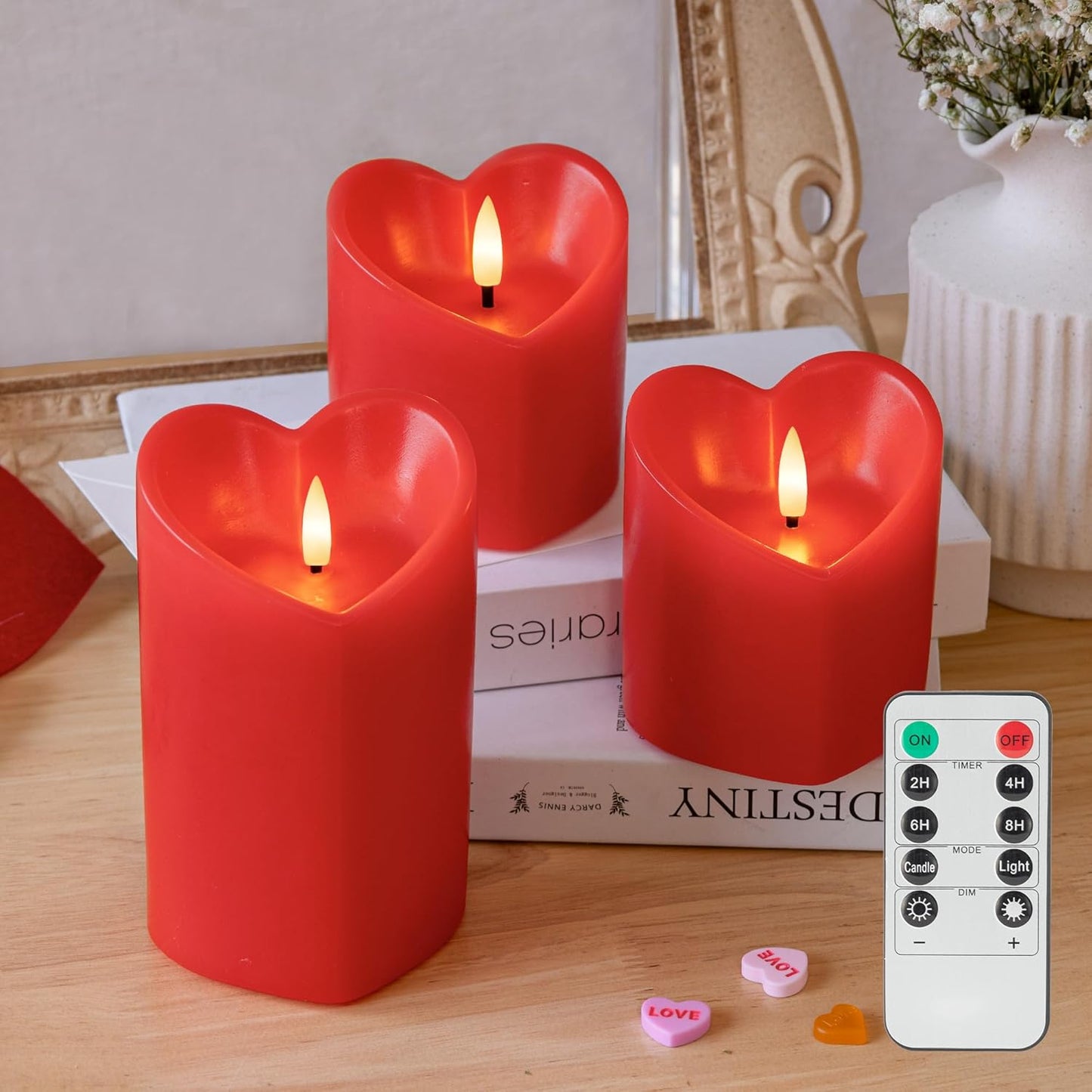 White Flameless Candles Set of 3 (3"x3") Battery Operated LED Pillar Candles with Remote and Timer, Real Wax Flickering Candles for Fireplace Bedroom Living Room Home Decor and Indoor Use