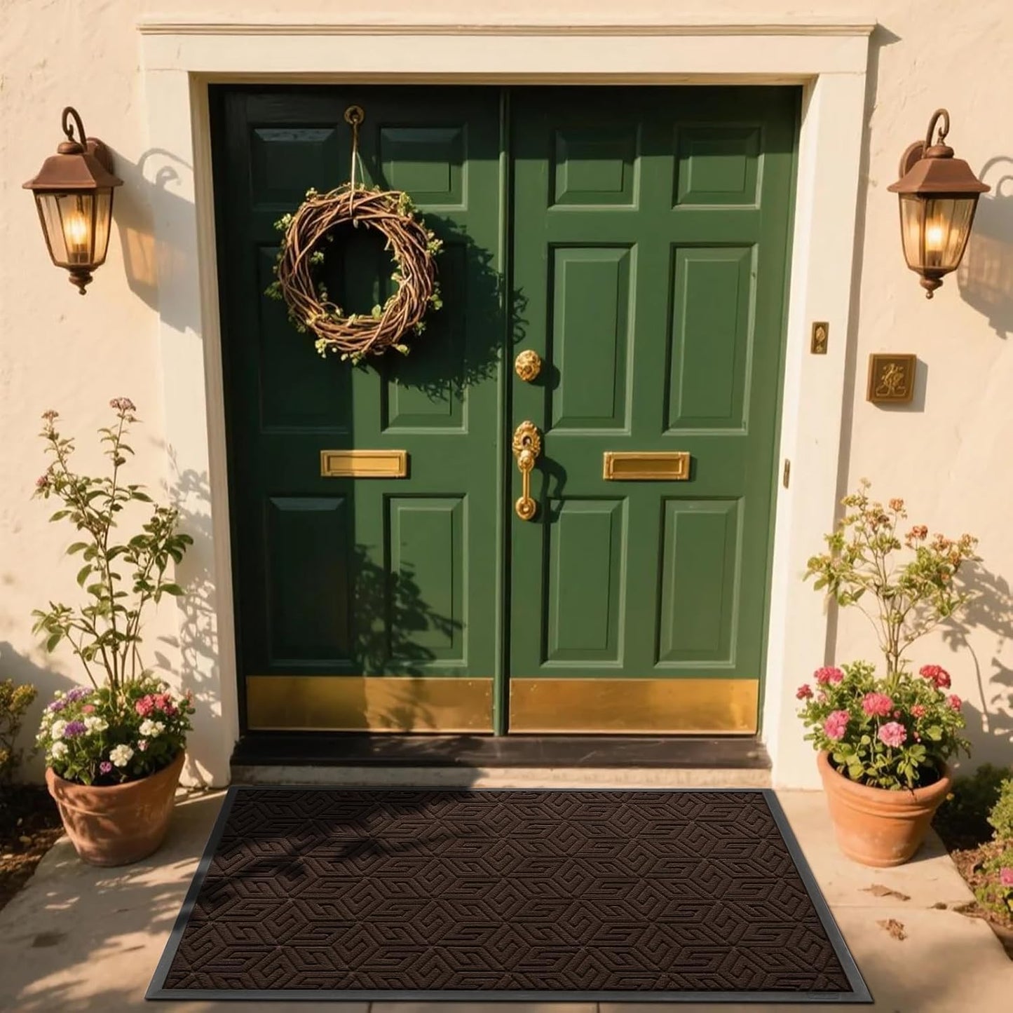 Yimobra Doormat Outdoor Entrance 29.5x17, All-Weather Waterproof Outdoor Mats for Front Door, Non Slip Welcome Door Mat for Patio Proch Outside Entryway Indoor, Black