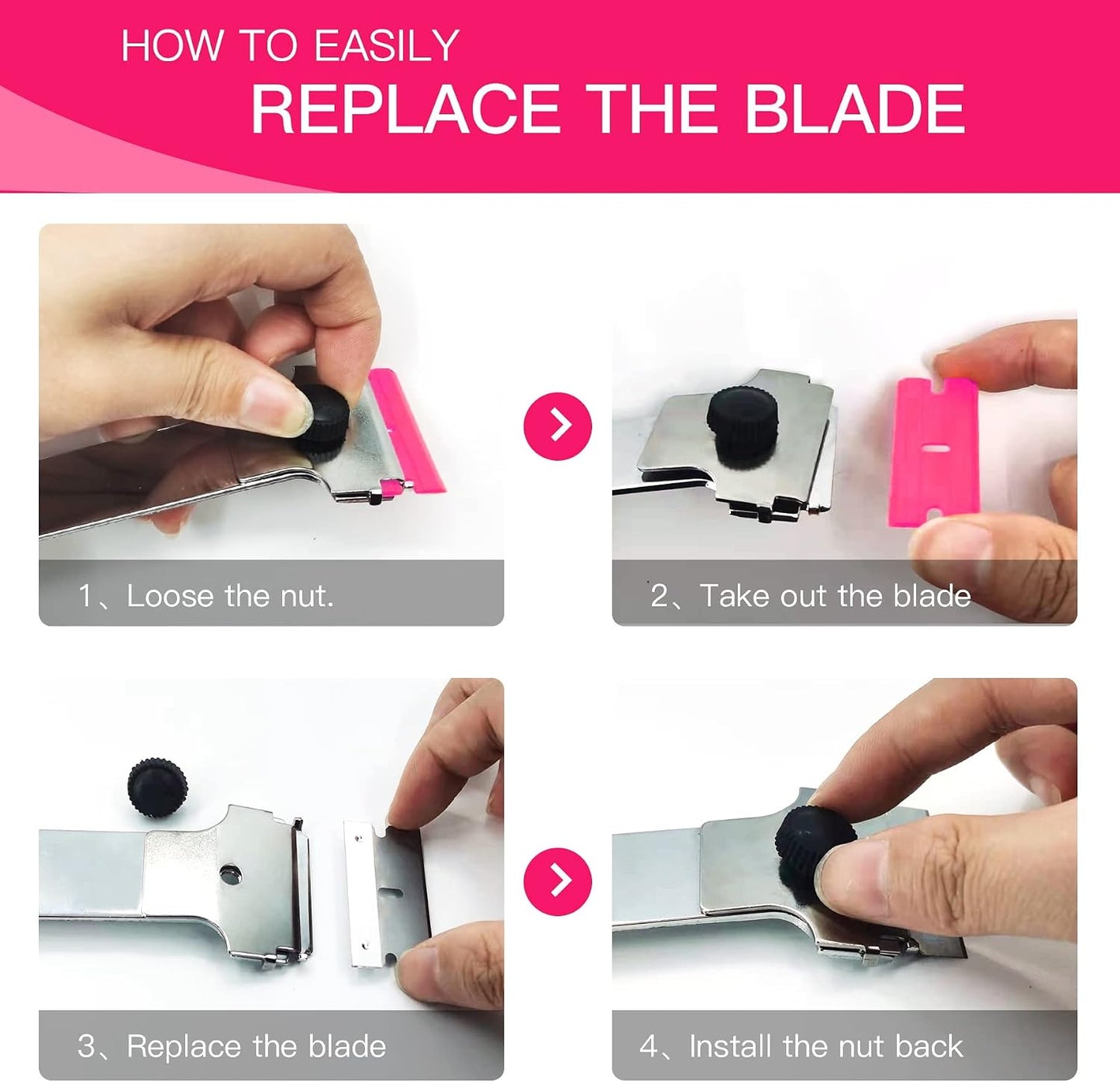 DEKEones Razor Blade Scraper, Long Handled Scraper Tool with 10 Extra Replacement Blades, Razor Scraper Remover for Cleaning Sticker, Paint, Caulk from Window, Car, Glass, Windshield, Stove
