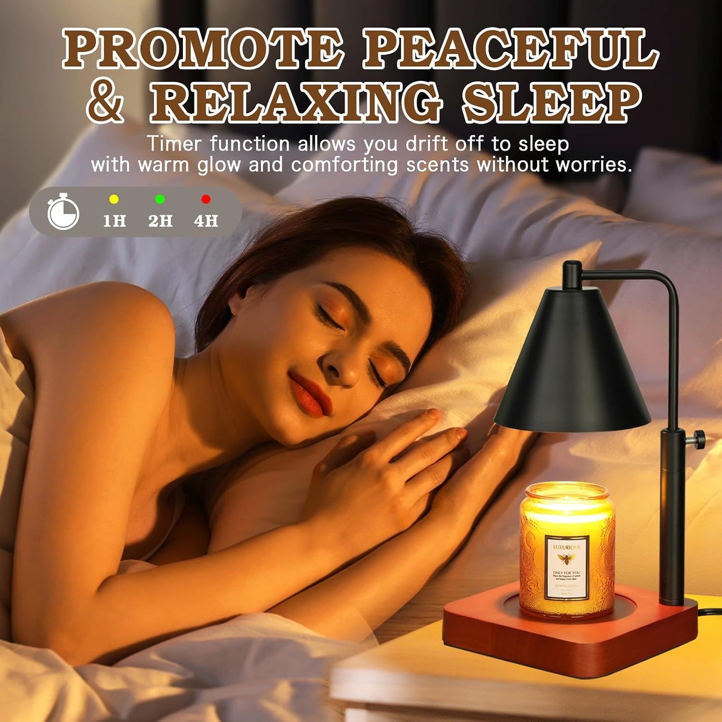 Candle Warmer Lamp Wood with Timer, Dimmable Electric Candle Lamp Warmer for Jar Candles, 2*35 Watt Bulb, Mothers Day Birthday Gifts for Women Men, Decorative Wooden Candle Lamp for Bedroom Home Decor