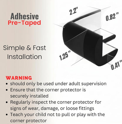 Soft Foam Corner Protectors for Baby, Bed Frame Corner Guards, Sharp Edge Desk Furniture Safety Cover Bumpers for Kids, Adhesive Pre-Taped Rubber Padding Cushion (Black, 4 Pack)