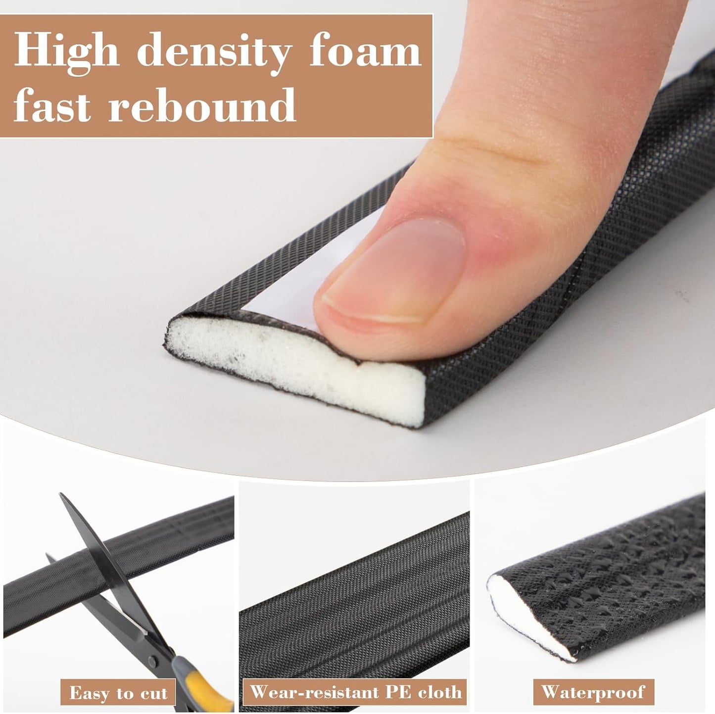 16.4 Ft Weather Stripping Door Seal Strip,Self-Adhesive Foam Weather Strip for Window Door Insulation,Soundproofing Weatherstripping for Windows Gap Filler,Wedge Window Sealer Tape for Winter,Black