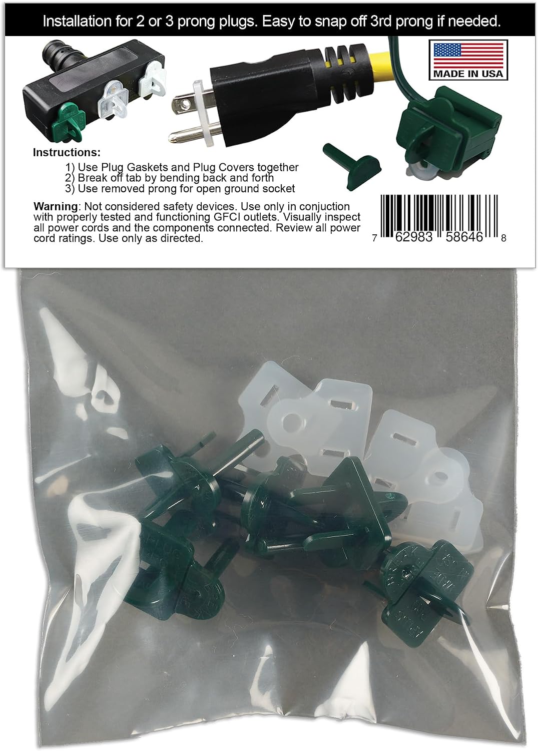 (Set of 10, White0 The Original Weatherproof Gaskets & Plug Covers - Made in USA, Outdoor Waterproof GFCI Protectors, Christmas Light Installation, Extension Cords, Stop GFCIs from Tripping