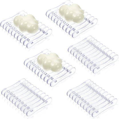 2 Pieces Plastic Bar Soap Holder Soap Tray Soap Saver Bar Dish Self Draining Soap Dishes for Soap Sponge Dryer Bathroom Toilet Shower Kitchen Restaurant Counter (Clear)