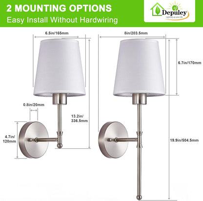 Depuley Battery Operated Wall Sconce: Set of 2 Wireless Wall Lights with 10000mAh Dimmable Bulbs and Remote for Bedroom - Rechargeable 15 Colors Gold Wall Lamp for Living Room Hallway