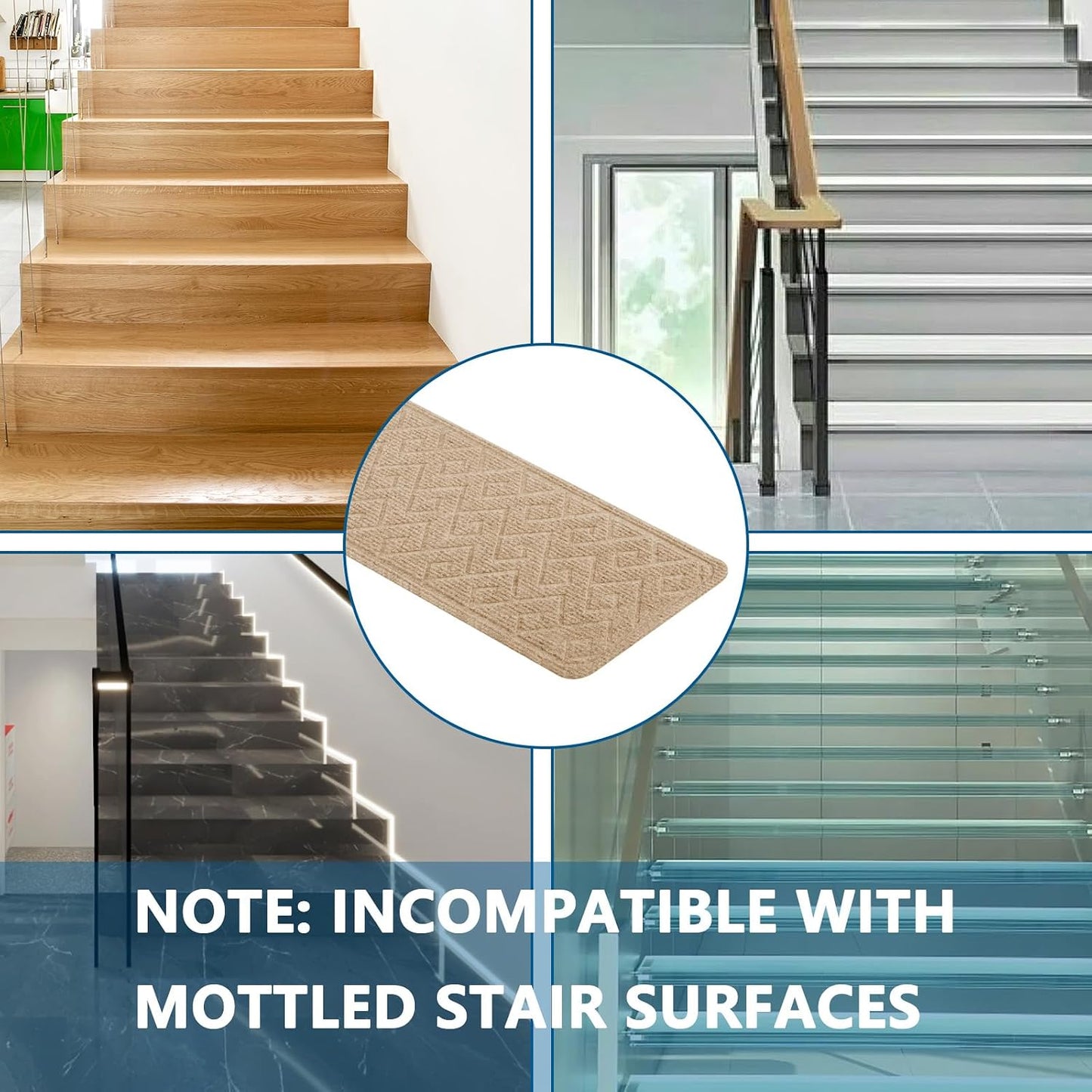 KOOTETA Stair Treads for Wooden Steps Indoor, 15 Pack 8" X 30" Non Slip Carpet Stair Treads with Reusable Adhesive for Kids Elders and Dogs, Surface Polyester TPR Backing Stair Runner Rugs, Dark Grey