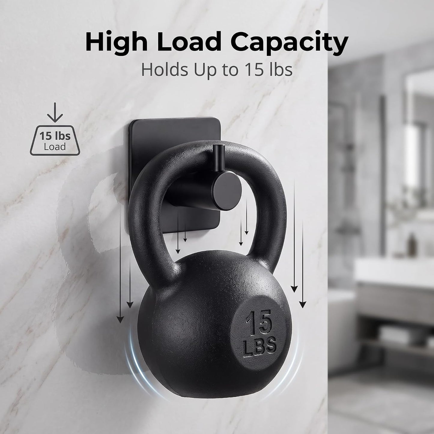 Fotosnow Adhesive Towel Hooks 15lbs Heavy Duty Wall Hooks Waterproof Stainless Steel Hanger for Hanging Coat, Hat, Towel Robe Hook Rack Wall Mount- Bathroom and Bedroom 4-Packs