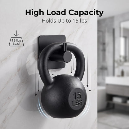 Fotosnow Adhesive Towel Hooks 15lbs Heavy Duty Wall Hooks Waterproof Stainless Steel Hanger for Hanging Coat, Hat, Towel Robe Hook Rack Wall Mount- Bathroom and Bedroom 4-Packs