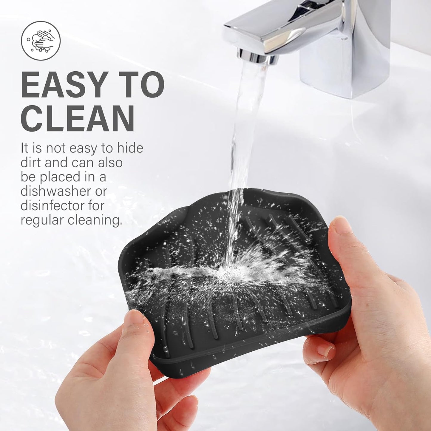 2PCS Self Draining Soap Holder,Spofit Silicone Soap Dish, Suitable for for Kitchen, Bathroom, Shower, Bath Tub,Soap Container (White)