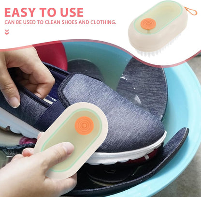 BESPORTBLE Multifunctional Liquid-Filled Shoe Brush with Anti-Slip Handle, Abs and TPR Material, Soft Bristles for Cleaning Shoes and Clothes, for Home and Travel Use