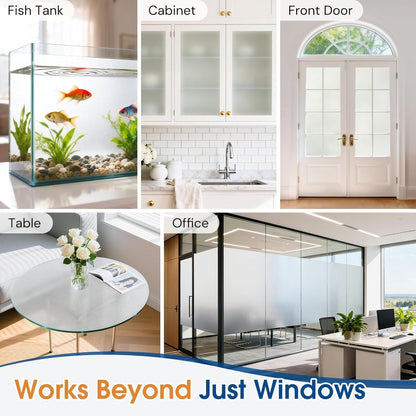 Homein Frosted Glass Window Privacy Film with Tools UV Blocking Privacy Film for Glass Windows, Static Cling No Glue Removable Reusable Anti Glare for Home Day and Night, Pure 17.5" x 78.7"