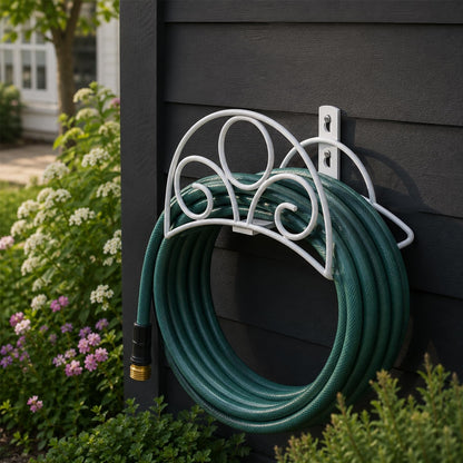 Metal Garden Hose Holder Wall Mounted Water White Hose Holder for Water Hose Extension Cords
