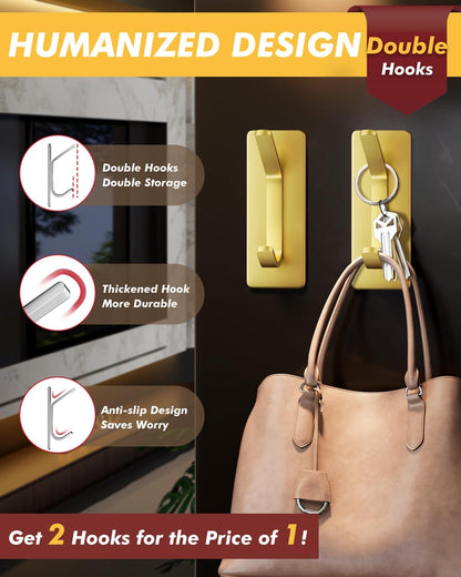 Auxmir Self Adhesive Hooks 15lbs Heavy Duty, 5 Pack Stainless Steel Wall Hooks for Coat Towel Robe, Waterproof Rustproof Oilproof, No Drill Door Hanger for Bathroom Shower Kitchen Office RV, Silver