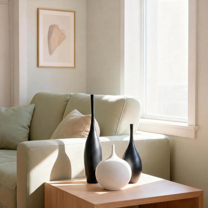 Relexome White Ceramic Vase Modern Boho Wabi-Sabi Flower Vase Set of 3 Decorative Aesthetic Vases for Centerpieces Pampas Matte Minimalist Vases for Living Room Table Shelf Home Decor Gift