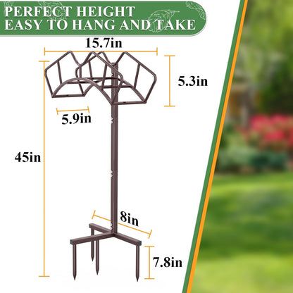 Qatsrin Super Stable Garden Hose Holder, Removable Water Hose Holders Stand Holds 150-Feet Hose, Detachable Hose Storage Hanger Rack for Outside Yard Lawn Farm, Black