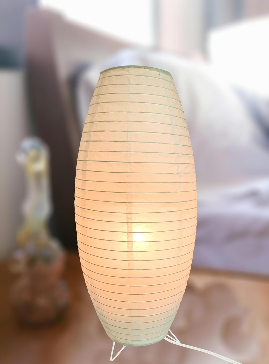 Paper Lamp Desk Lantern Table Lamps Rice Paper Bedside Nightstand Portable Small Light for Living Room Bedroom (1, 19.2"x8.5"x8.5")