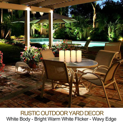 Set of 4 White Outdoor LED Pillar Candles 3x4 3x5 3x6 3x7 with Timer and Remote - IP65 Waterproof Battery Operated LED Pillar Candles - Flickering Flameless Pillar Candles Unscented Outside