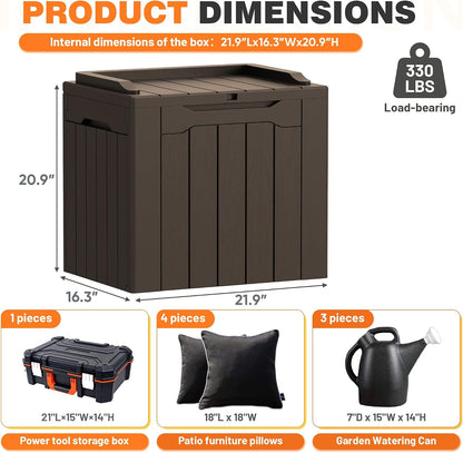 32 Gallon Deck Box Outdoor Indoor Waterproof Storage Box for Patio Furniture, Pool Accessories, Garden Tools, and Cushion Storage, Black