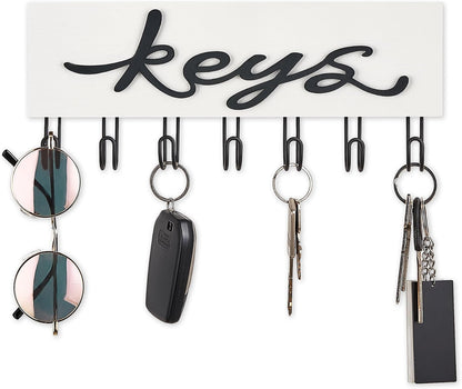 Mkono Key Holder for Wall Decorative with 7 Hooks, Wall Mounted Keys Hanger Organizer Rustic Wood Hanging Key Hooks Home Decor Farmhouse Entryway, Hallway, Office